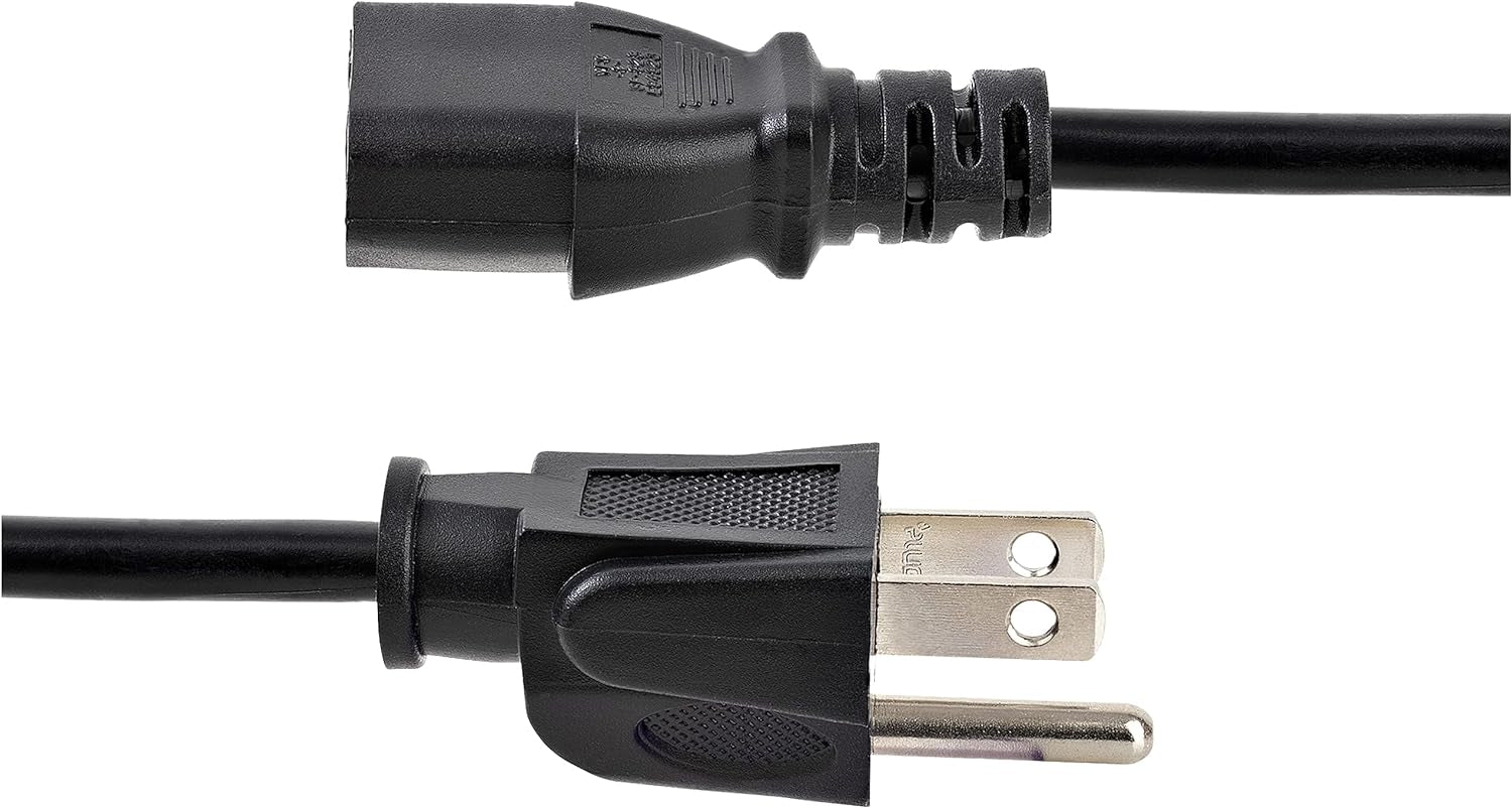 25Ft (7.6M) Computer Power Cord, NEMA 5-15P to C13, 10A 125V, 18AWG, Black Replacement AC Power Cord, Printer Power Cord, PC Power Supply Cable, Monitor Power Cable - UL Listed (PXT10125)