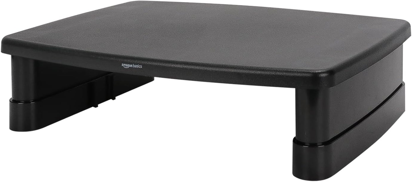 Height Adjustable Monitor Stand Riser with Storage Organizer, Multifunctional Desk Accessories for Reduced Neck Strain - Fits Monitors, Laptops up to 22Lbs, Black