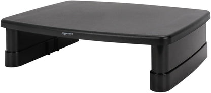 Height Adjustable Monitor Stand Riser with Storage Organizer, Multifunctional Desk Accessories for Reduced Neck Strain - Fits Monitors, Laptops up to 22Lbs, Black